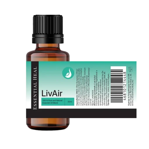 LivAir gzéskönnyítő illóolaj keverék extraszűz olívaolajban 30ml kiteritett