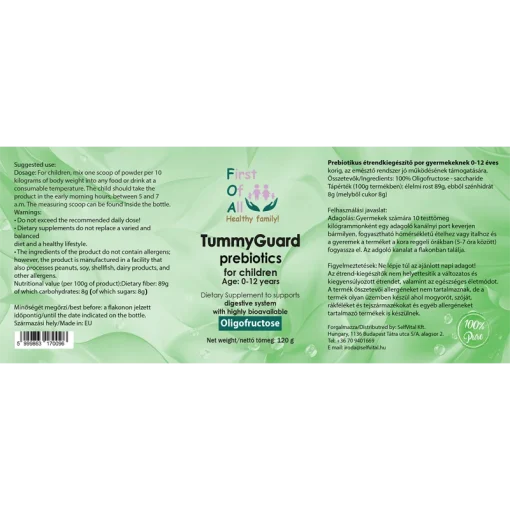 FOA Tummyguard Prebiotikum por gyerekeknek 0 12 éves korig 120 Gramm kiteritett
